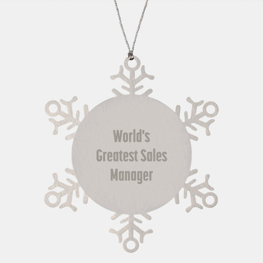 Funny Sales Manager Gifts from Men, World's Greatest Sales Manager Snowflake Ornament for Sales Manager, Christmas Unique Snowflake Decorations - Image 1