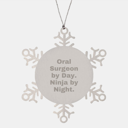 Oral Surgeon Christmas Unique Gifts from Men to Family Friends Coworkers, Funny Snowflake Ornament for Oral Surgeon, Ninja by Night Snowflake Decor - Image 1