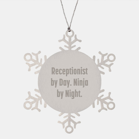 Funny Receptionist Gifts by Day, Snowflake Ninja Ornaments by Night, Gifts from Friends, Perfect for Receptionist, Christmas Unique Gifts - Image 1
