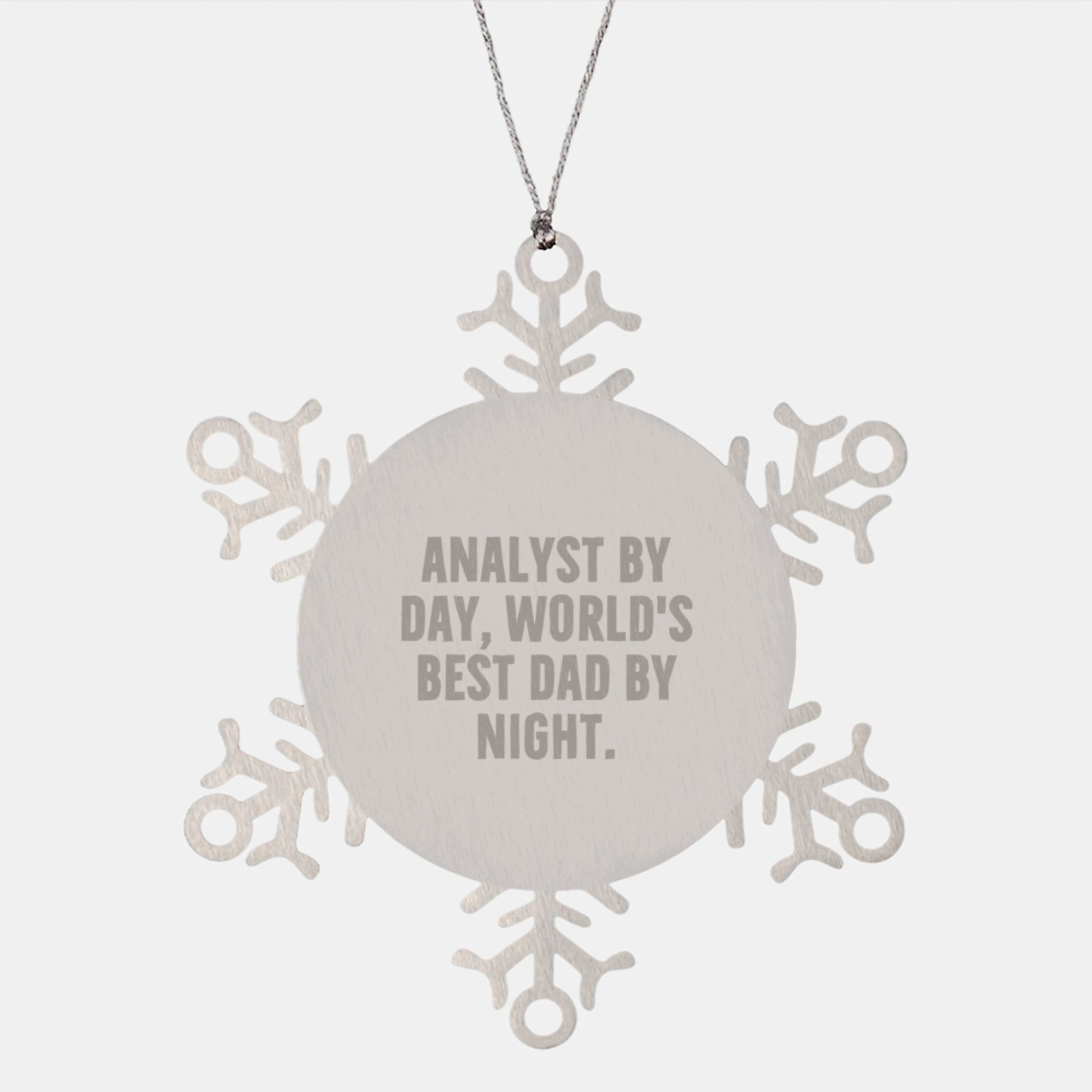 Funny Analyst Gifts: Snowflake Ornament, 'Analyst By Day, World's Best Dad By Night' Quote, Shatterproof Christmas Ornament for Men, Friends, and Family - Image 1
