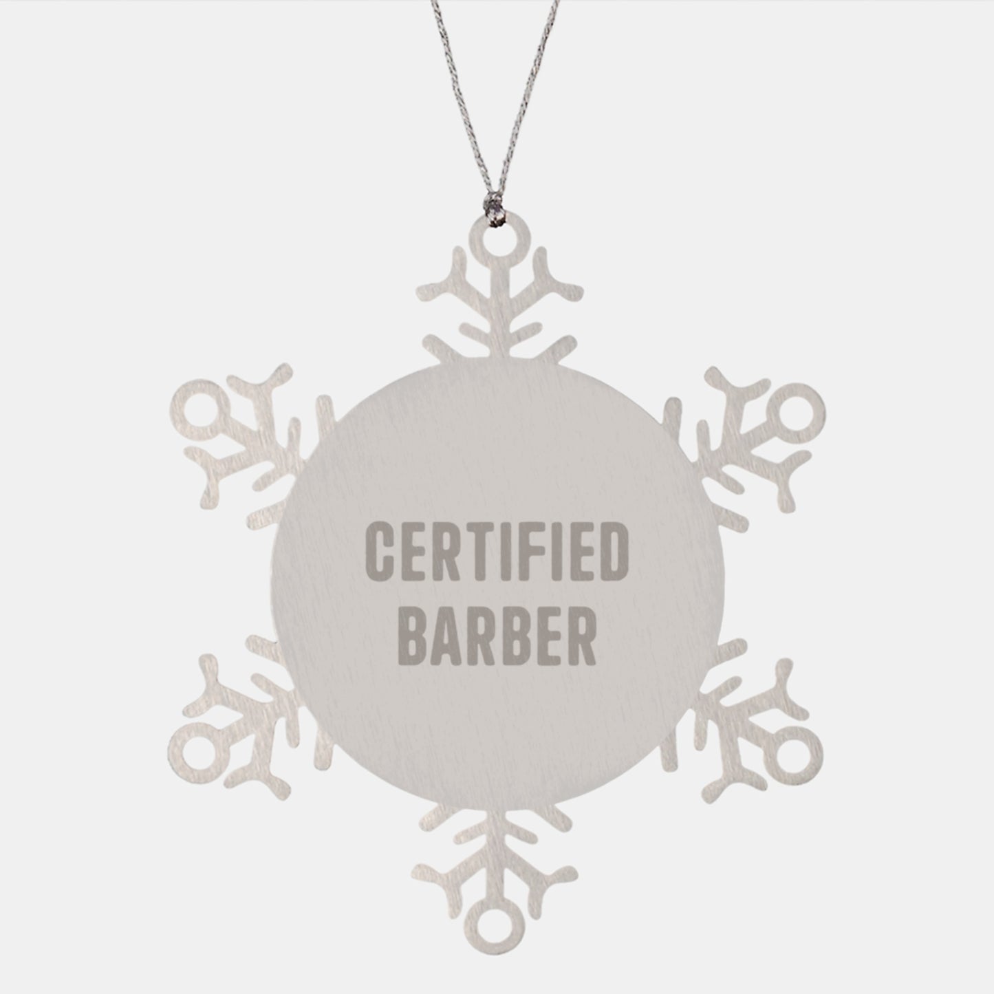 Funny Barber Gifts for Men, Certified Barber Christmas Unique Gifts, Snowflake Ornament from Friends - Image 1