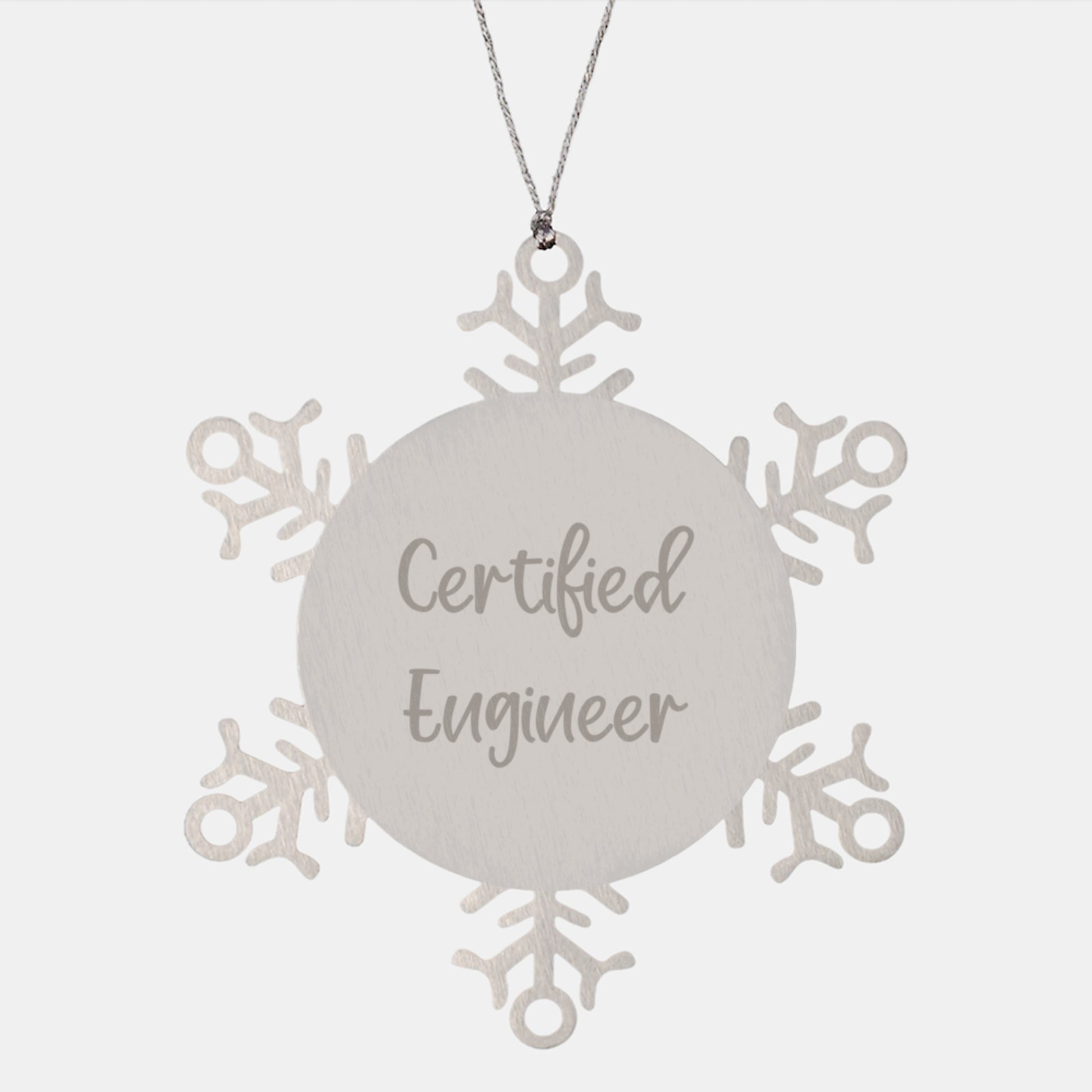 Funny Certified Engineer Snowflake Ornament Gifts from Friends to Engineers at Christmas - Image 1