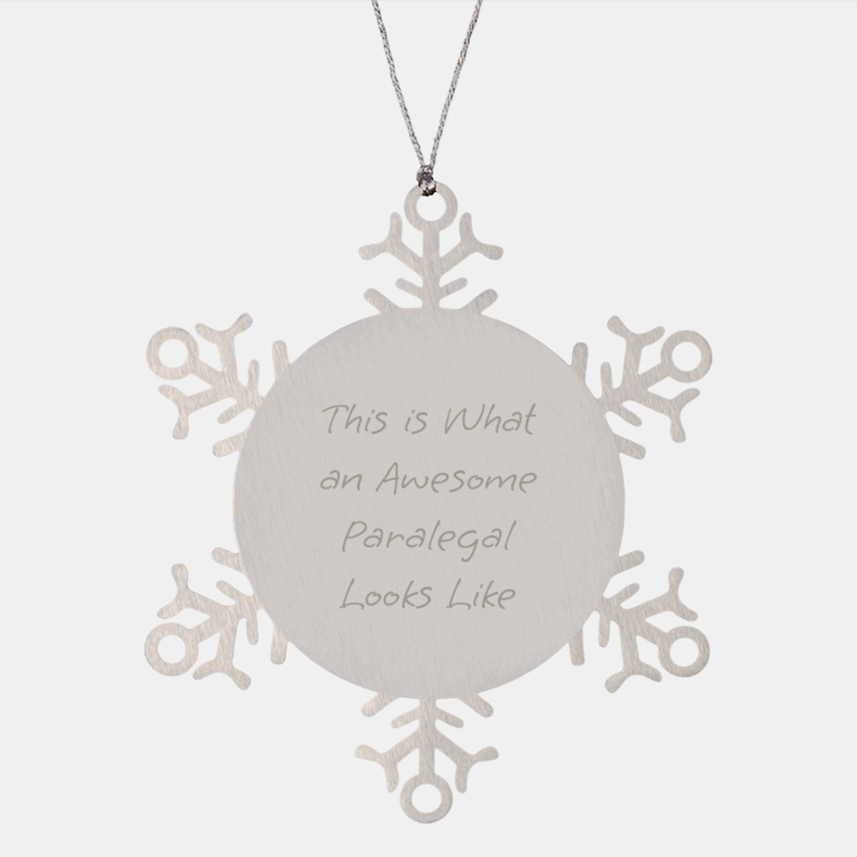 Funny Paralegal Gifts from Friends and Family - Christmas Unique Snowflake Ornament, 'This Is What An Awesome Paralegal Looks Like', Stainless Steel - Image 1