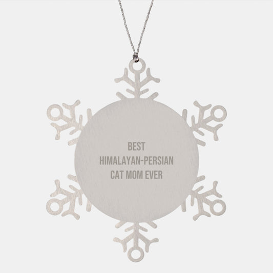 Himalayan-Persian Cat Mom Funny Gifts from Family for Christmas Unique Snowflake Ornament, Premium Stainless Steel Shatterproof - Image 1