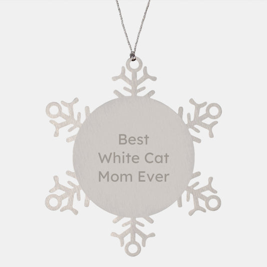 White Cat Mom Snowflake Ornament, Funny Christmas Unique Gift for White Cat Lover, Gifts from Family, for Women, Friends, Coworkers, Unique White Cat Presents, Christmas Unique Gifts - Image 1