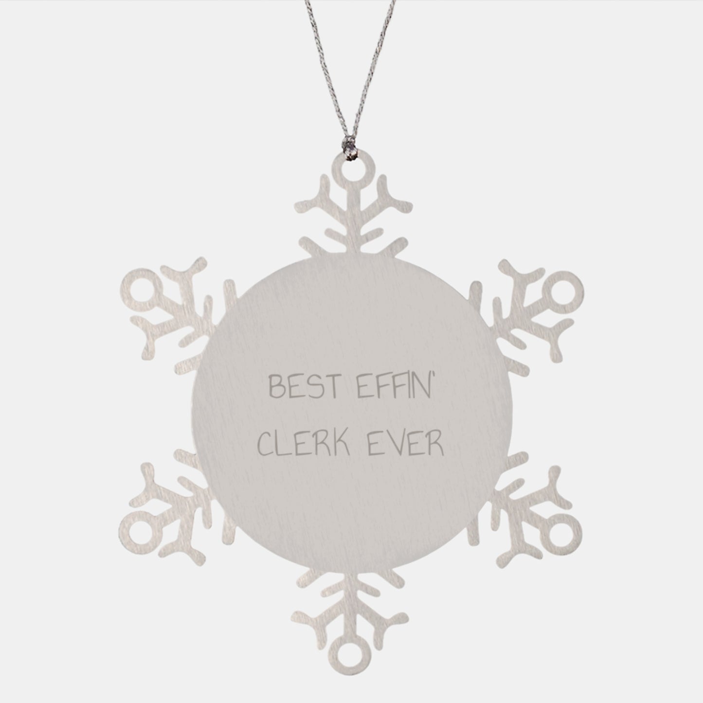 Funny Clerk Gifts from Friends and Family for Christmas Unique Ornaments, Best Effin' Clerk Ever Snowflake Decorations, Stainless Steel Durable - Image 1