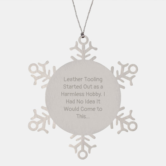 Leather Tooling Gifts from Friends, Family, and Coworkers - Funny Snowflake Ornament for Christmas Unique Gifts - Image 1