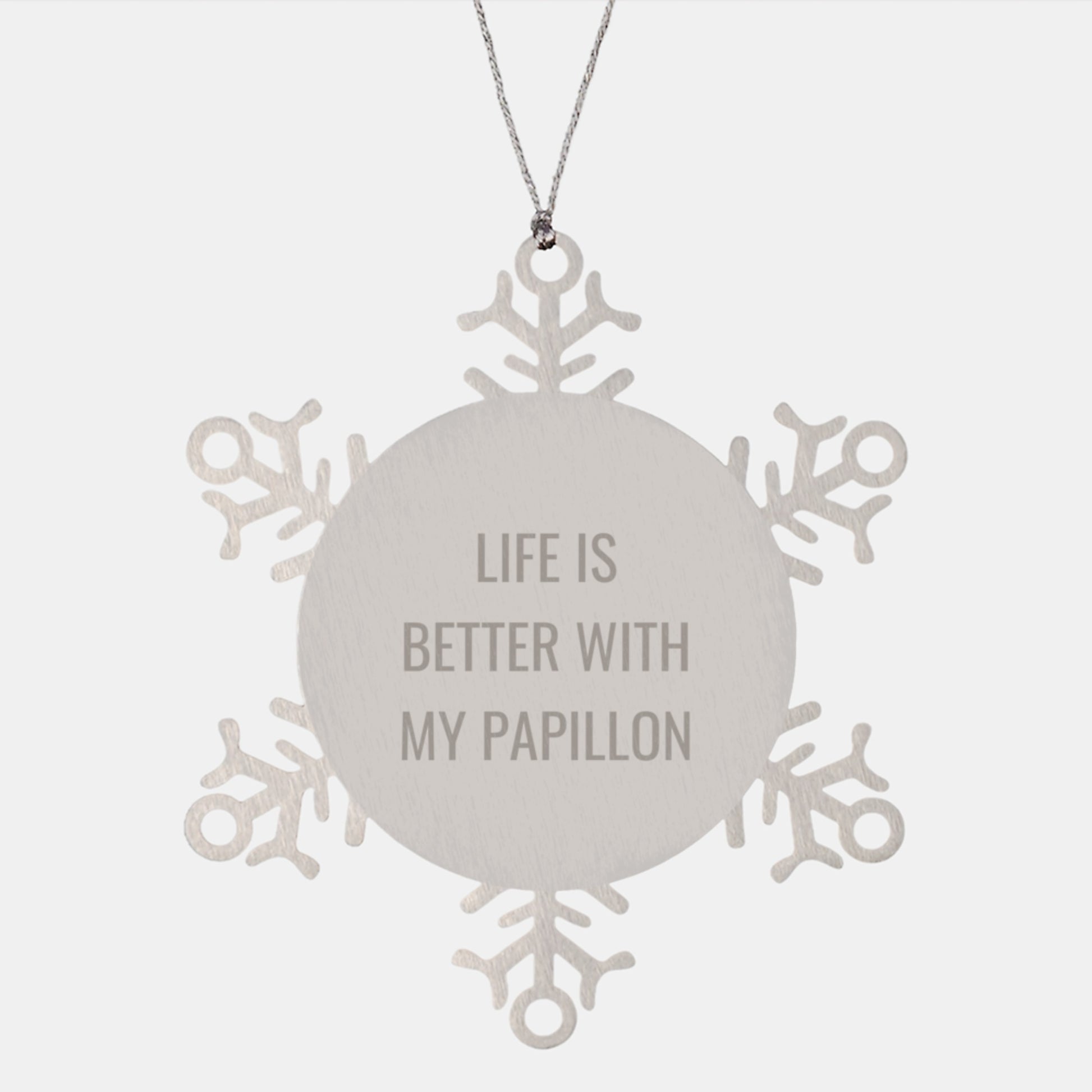 Papillon Dog Lover Gifts from Friends Unique Christmas Snowflake Ornament Life Is Better With My Papillon - Image 1