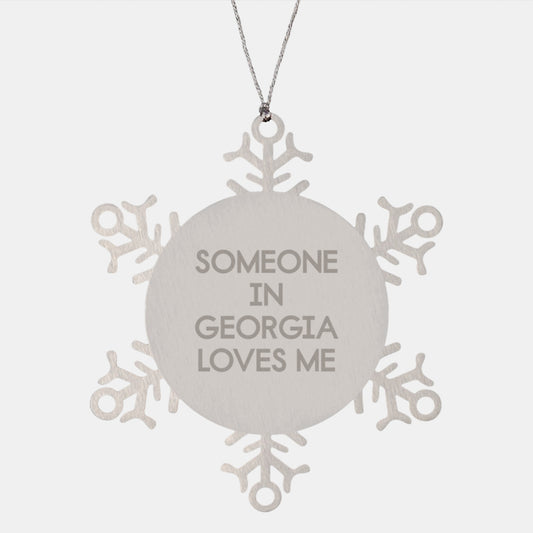 Georgia Snowflake Ornament, Funny Quote 'Someone In Georgia Loves Me', Shatterproof Christmas Unique Gift from Friends to Family - Image 1