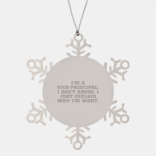 Funny Vice-principal Gifts from Friends - Snowflake Ornament for Vice-principal Men - Christmas Unique Gifts for Vice-principal - Image 1