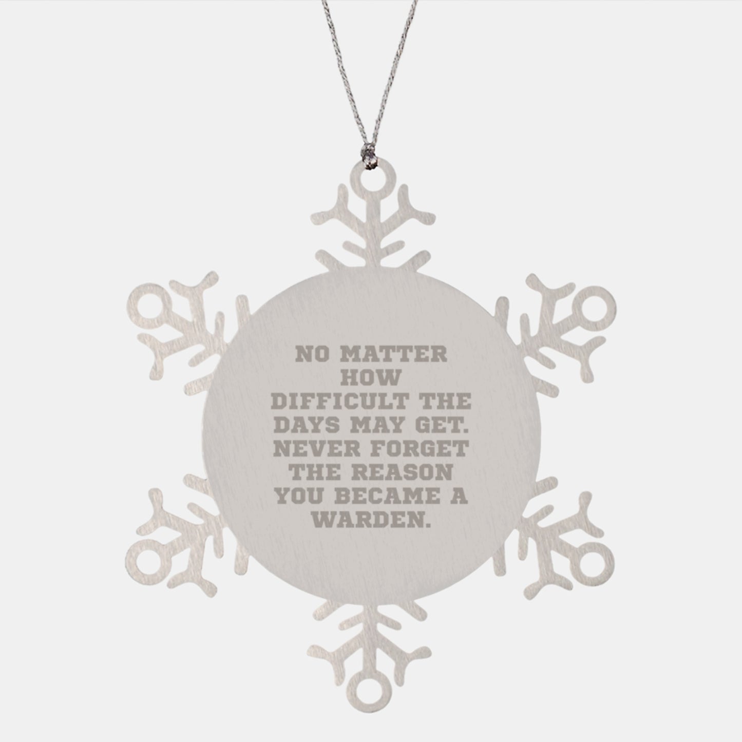 Warden Inspirational Gifts from Friends for Christmas Unique Snowflake Ornament, Stainless Steel - Image 1