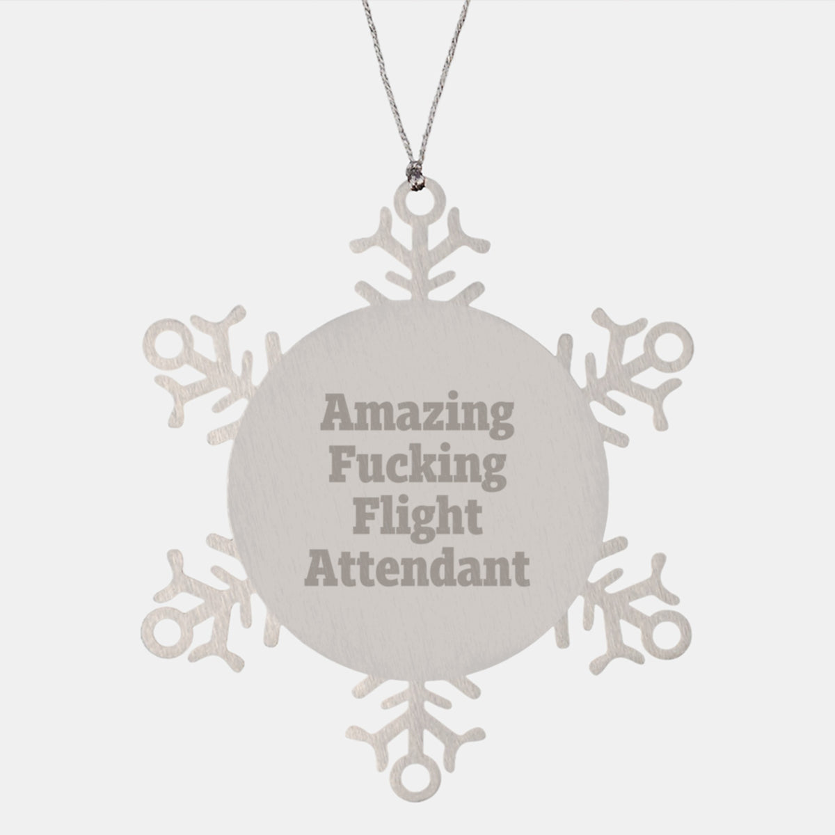 Funny Flight Attendant Gifts from Friends and Family for Christmas Unique Snowflake Ornament, Amazing F--king Flight Attendant Insignia, Flight Attendant Appreciation - Image 1