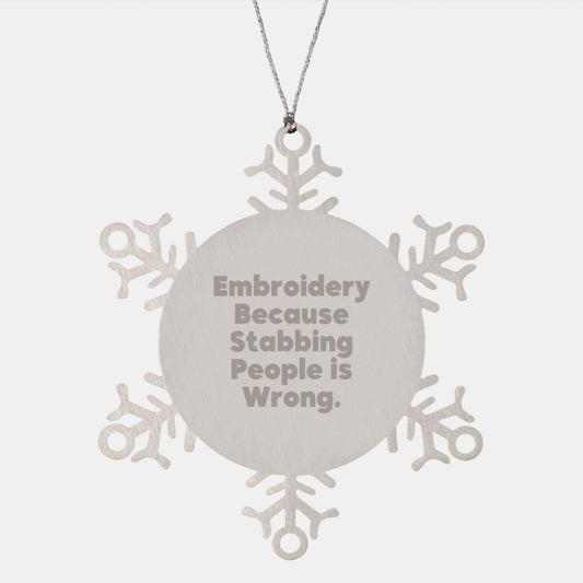 Funny Embroidery Gifts from Men to Women Friends and Family for Christmas Unique Snowflake Ornaments - Image 1