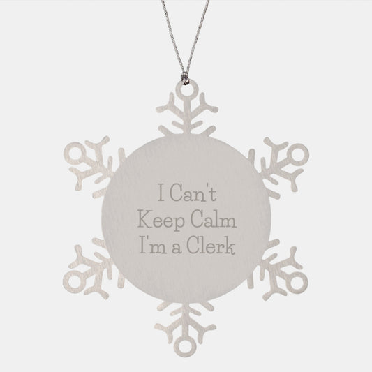 Funny Clerk Snowflake Ornament from Friends, Christmas Unique Gifts for Clerk, Inspirational Office Decor - Image 1