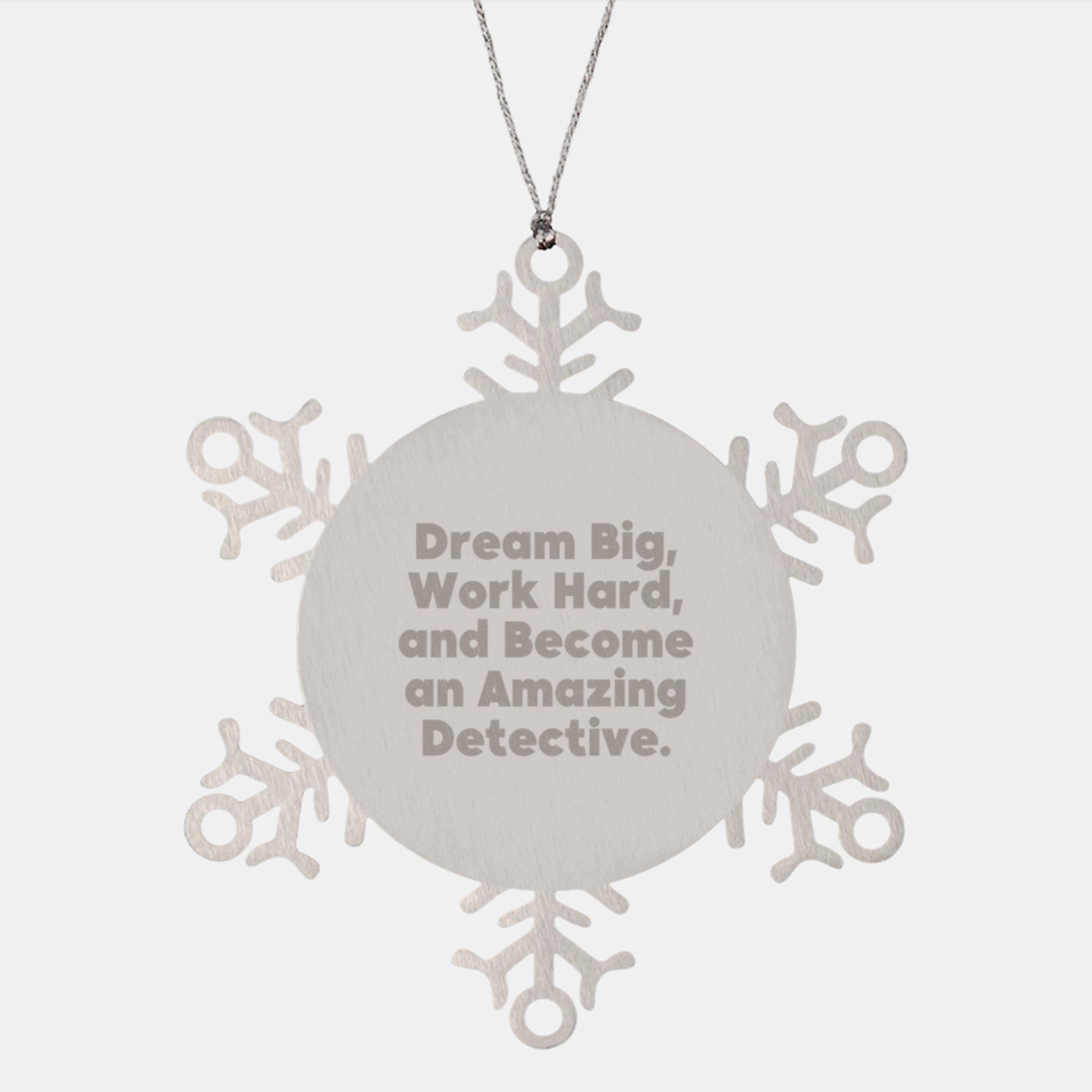 Detective Snowflake Ornament, Funny Christmas Unique Gifts from Men to Family for Detective Enthusiast, Work Hard and Dream Big - Image 1