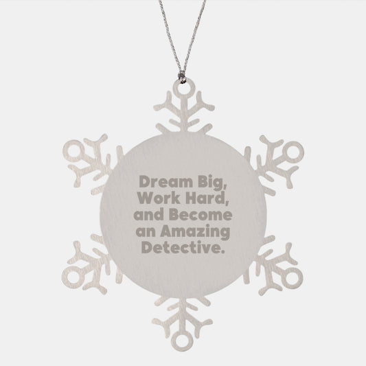 Detective Snowflake Ornament, Funny Christmas Unique Gifts from Men to Family for Detective Enthusiast, Work Hard and Dream Big - Image 1