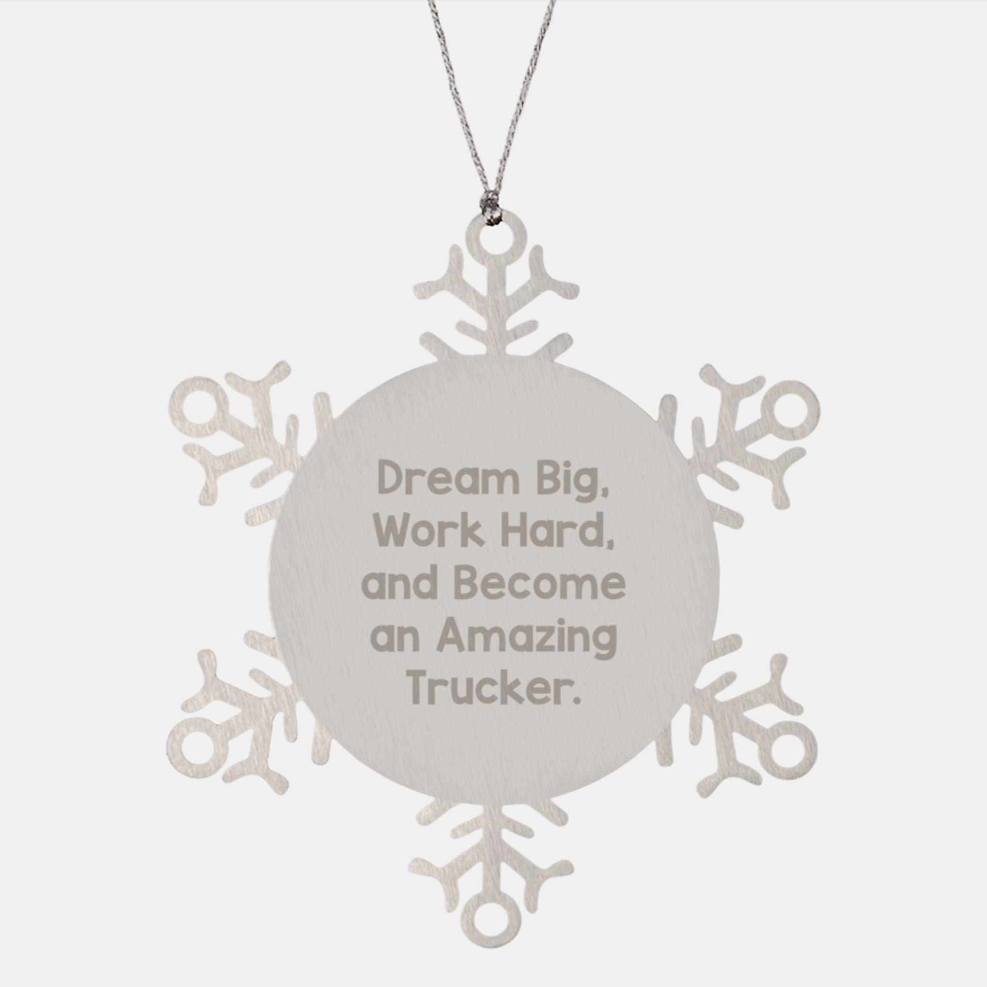 Funny Trucker Gifts from Friends or Family - Dream Big Snowflake Ornament, Unique Christmas Unique Gift for Men or Women - Image 1