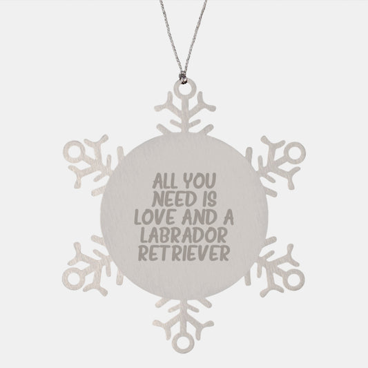 Labrador Retriever Dog Christmas Unique Gifts from Friends and Family for Men Women Cute Snowflake Ornament Quotes All You Need Is Love - Image 1