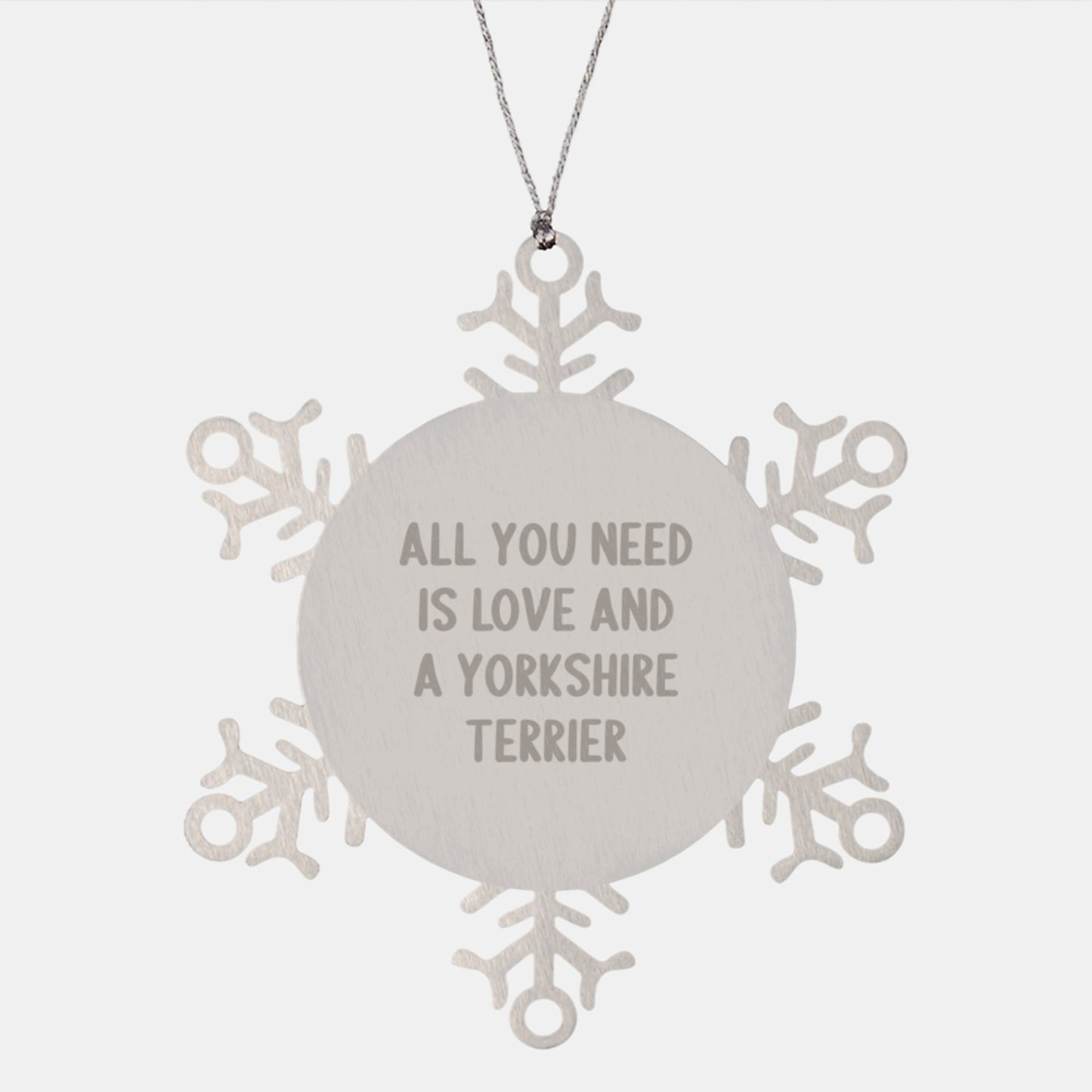 Yorkshire Terrier Dog Love Snowflake Ornament, Funny Gifts from Friends to Family for Christmas - Image 1