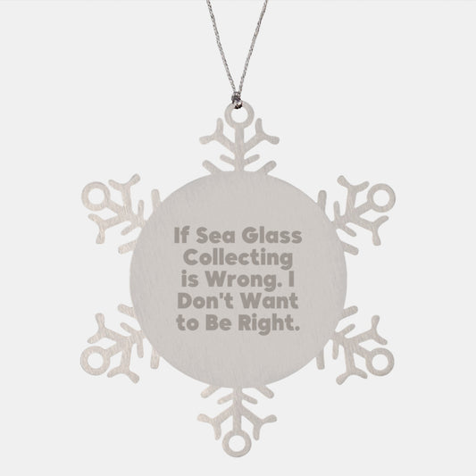 Sea Glass Collecting Humor Gifts, Funny Snowflake Ornament for Friends, Gifts from Men or Women, Unique Christmas Memorable Present - Image 1