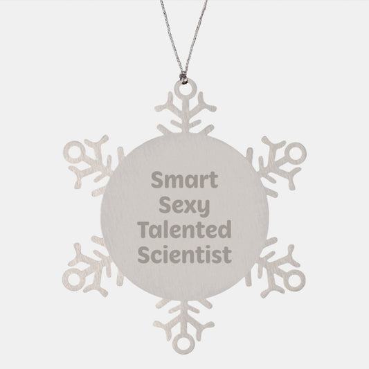 Funny 'Smart Sexy Talented Scientist' Stainless Steel Snowflake Ornament Gifts for Scientist Christmas Unique Gifts - Image 1