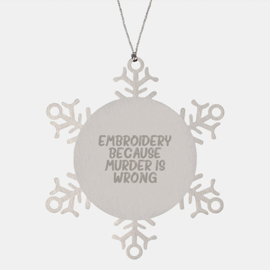 Funny Embroidery Snowflake Ornament, Gifts from Friends for Embroidery Lovers, Unique Christmas Unique Gifts - Image 1