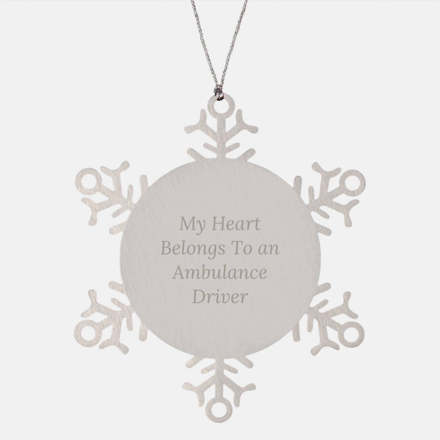 Funny Ambulance Driver Gifts for Men, Ambulance Driver Christmas Unique Gifts from Friends, Snowflake Ornament 'My Heart Belongs To An Ambulance Driver' Decoration - Image 1