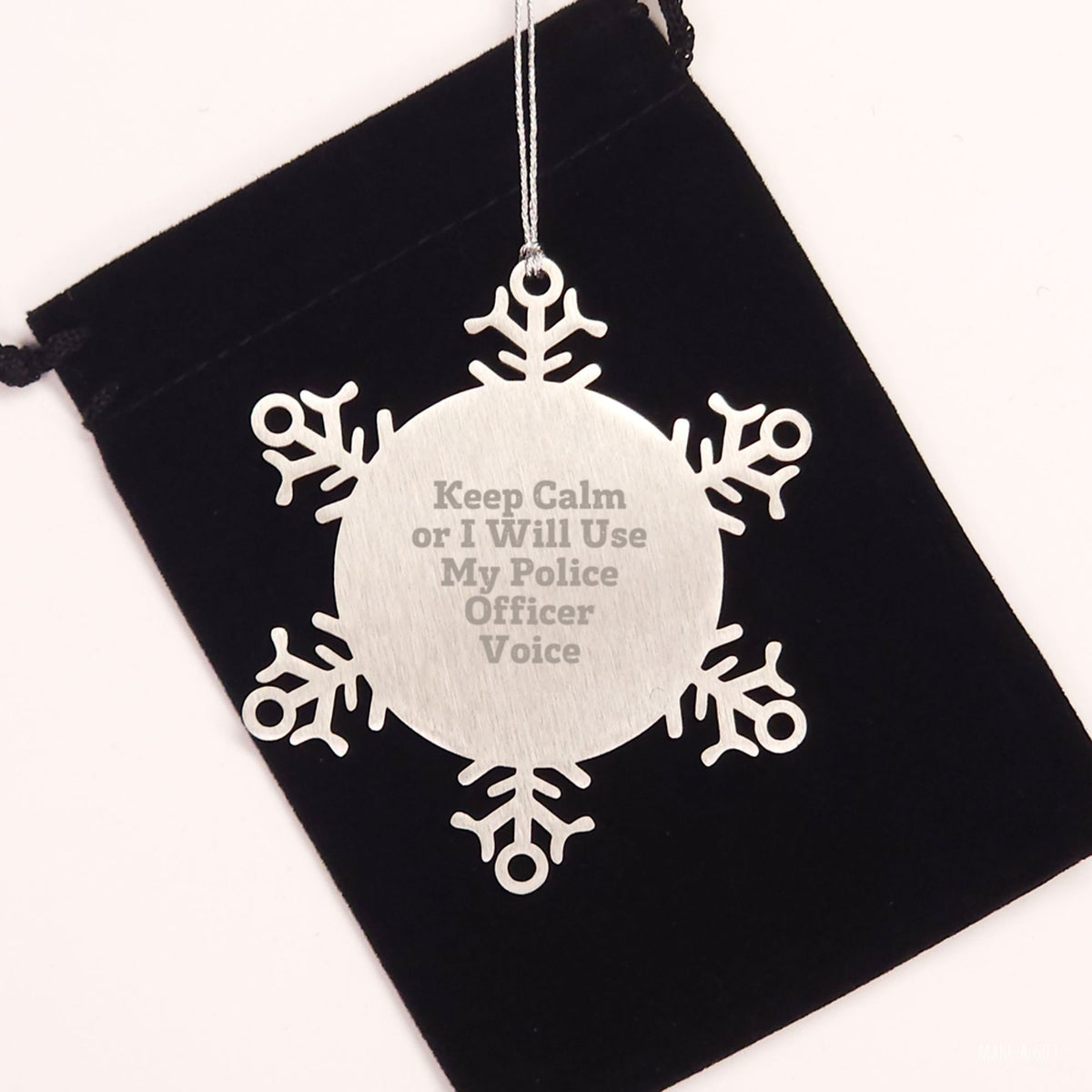 Funny Police Officer Snowflake Ornaments for Christmas Unique Gifts from Friends, Coworkers or Family Members - Keep Calm Or I Will Use My Police Officer Voice Decorations - Image 2