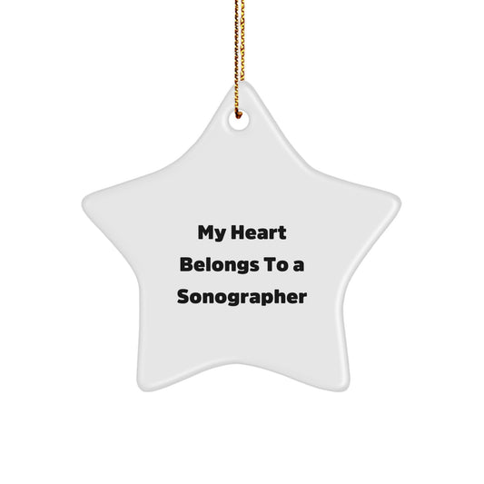 Funny Sonographer Gifts from Friends - 'My Heart Belongs To A Sonographer' Star Ornament for Christmas Unique Gifts for Sonographer Men Women Friends Family - Image 1