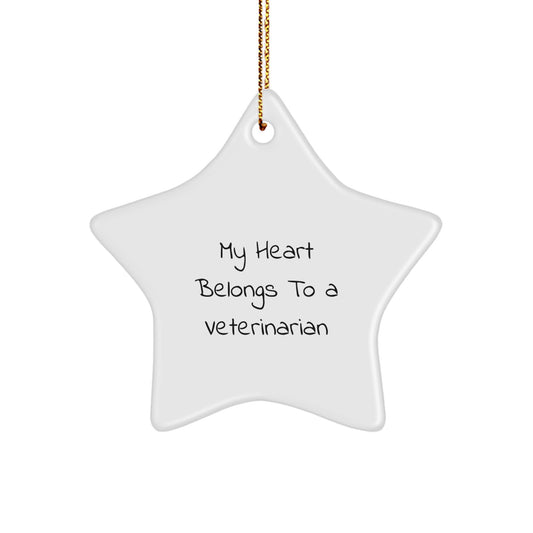 Funny Veterinarian Gifts from Men for Him Star Ornament My Heart Belongs To A Veterinarian Christmas Unique Gifts - Image 1