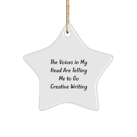 Funny Creative Writing Gifts for Friends - Voices in My Head Star Ornament, Perfect Inspirational Quote for Writers, Unique Christmas Decor - Image 1