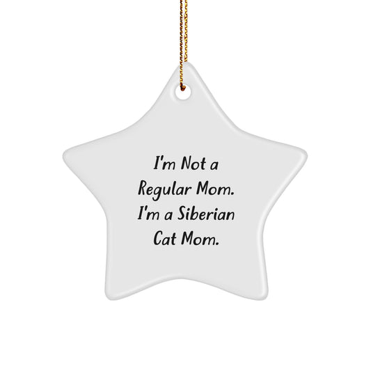 Siberian Cat Mom Christmas Unique Gifts from Family - Funny Star Ornament for Siberian Cat Lover - White Star Shaped Home Decor - Image 1