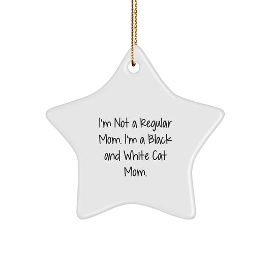Funny Black and White Cat Mom Star Ornament, Gifts from Friends to Family, Christmas Unique Treasures - Image 1