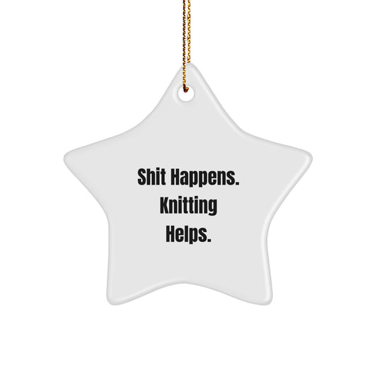 Funny Knitting Star Ornament Gifts for Friends from Family, Knitting Enthusiasts, Men, Women, Christmas Unique Gifts - Image 1