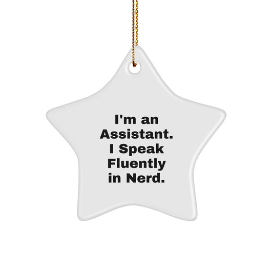 Funny Assistant Christmas Unique Gifts from Men, Unique Star Ornament for Assistant, Gift for Assistant with genius Quote - Image 1