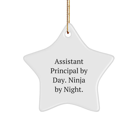 Funny Gifts from Assistant Principals, Star Ornaments for Christmas - Assistant Principal By Day. Ninja By Night. - Image 1