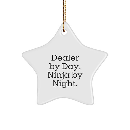 Christmas Unique Gifts from Men to Dealer - Dealer By Day. Ninja By Night. Star Ornament for Men's Birthday or Christmas - Image 1