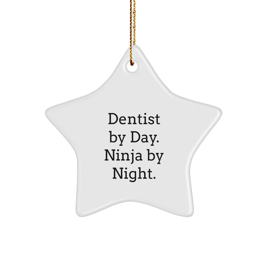 Funny Dentist Star Ornament Gifts for Dentist, Christmas Unique Gifts from Friends, Family for Dentist By Day Ninja By Night - Image 1