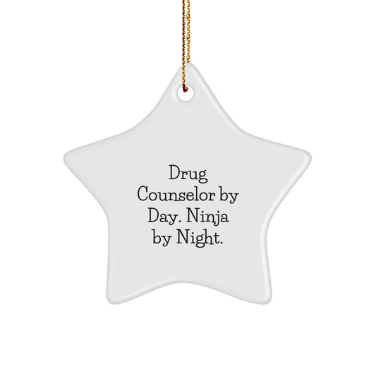 Drug Counselor Ninja Star Ornament, Funny Quote Gifts from Friends to Drug Counselor, Christmas Unique Gifts for Men - Image 1
