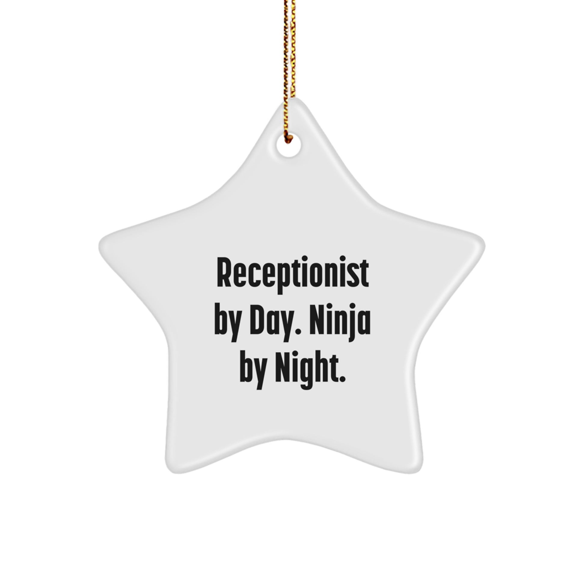 Funny Receptionist Gifts by Day, Ninja by Night Star Ornament, Christmas Unique Gifts from Friends for Receptionist - Image 1