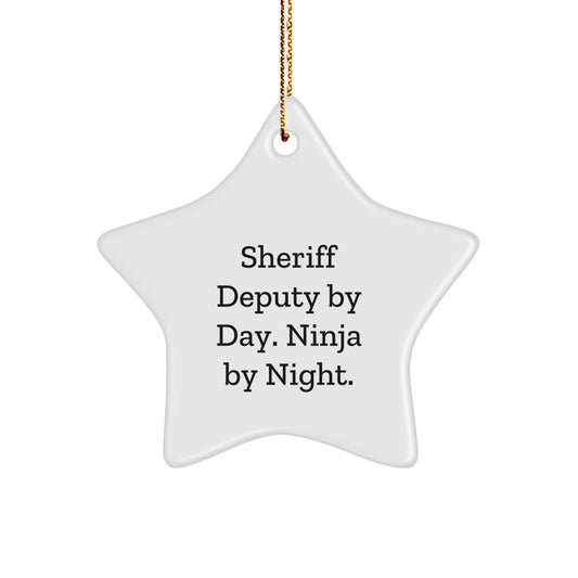 Funny Sheriff Deputy Gifts from Men to Sheriffs - Sheriff Deputy Star Ornament, Christmas Unique Gifts - Image 1