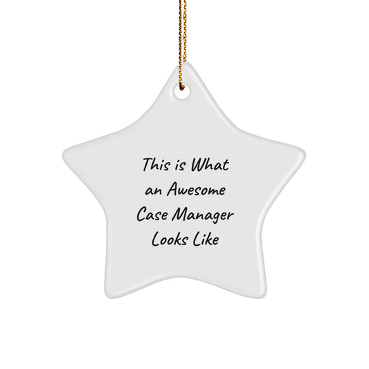 Funny Case Manager Gifts from Friends, Inspirational Star Ornament for Christmas Unique Gifts, Quote: This Is What An Awesome Case Manager Looks Like, Ideal Gifts for Case Manager - Image 1