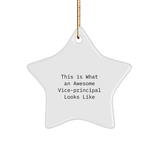 Funny Vice-principal Gifts from Friends, Christmas Unique Star Ornament for Awesome Vice-principal, 'This Is What An Awesome Vice-principal Looks Like' Quote, Star Shaped MDF with High-Gloss Finish - Image 1