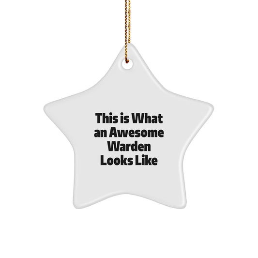 Warden Awesome Star Ornament Gifts from Friends, Christmas Unique Presents for Warden, 'This Is What An Awesome Warden Looks Like' - Image 1