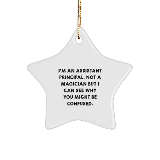 Funny Assistant Principal Gifts, Star Ornament for Christmas, 'I'm Not a Magician' Quote, Gifts from Men to Assistant Principal, Perfect for Home Office, Office Decor - Image 1