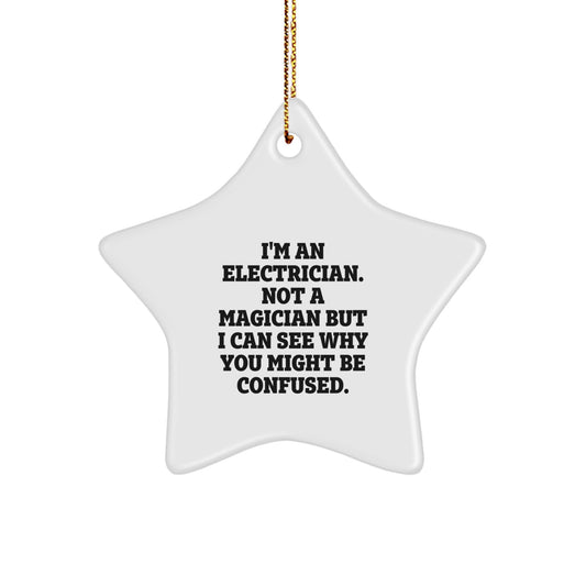 Funny Electrician Gifts from Men to Electrician Friends - Electrician Star Ornament Christmas Unique Gifts - Image 1