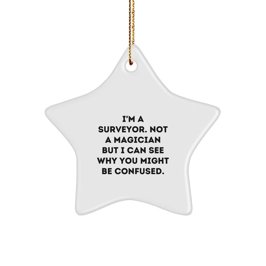 Funny Surveyor Star Ornament Gifts from Men for Surveyor Friends - Christmas Unique Gifts - Image 1