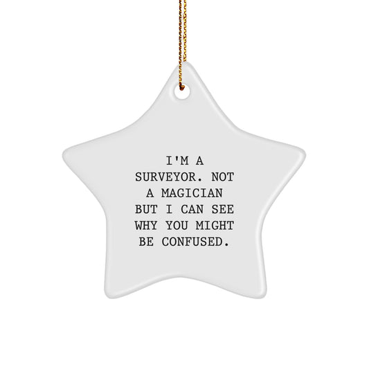 Funny Star Ornament Gift for Surveyor Friends and Family from Men - 'I'm A Surveyor. Not A Magician But I Can See Why You Might Be Confused.', Christmas Unique Gifts - Image 1