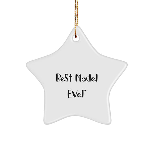Funny Model Gifts, Best Model Ever Star Ornament, Christmas Unique Gifts from Friends, Model Decorations for Men, Women, and Family - White Star Shaped - Image 1