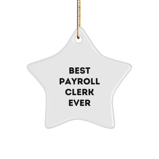 Funny Payroll Clerk Gifts, Best 'Payroll Clerk Ever' Star Ornament, Christmas Unique Ornaments for Payroll Clerks from Friends - Image 1